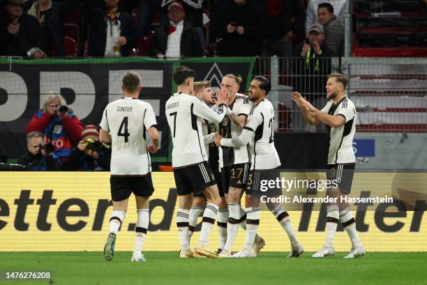 Niclas Fuellkrug of Germany celebrates after scoring the team's second goal during the international friendly match between Germany and Peru at MEWA...