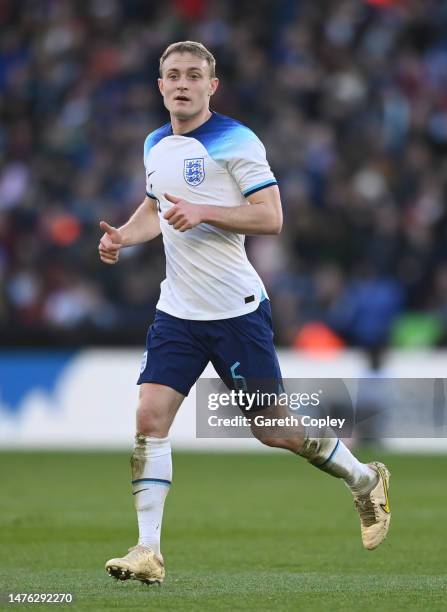 Oliver Skipp of England during the International Friendly between England U21 and France U21 at The King Power Stadium on March 25, 2023 in...