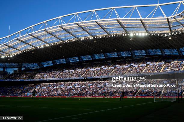 General view inside the stadium during the LaLiga Santander match between Real Sociedad and Elche CF at Reale Arena on March 19, 2023 in San...