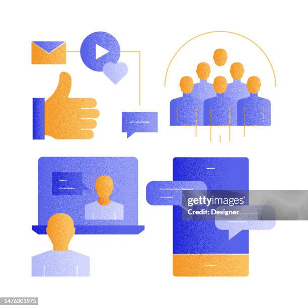 communication related vector icons. - listening concept stock illustrations