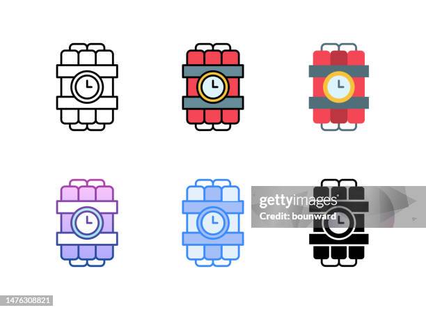 dynamite icon. 6 different styles. editable stroke. - dynamite stock illustrations