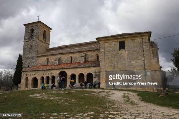 Church of Nuestra Señora de la Asuncion in Tamajon, on 18 March, 2023 in Tamajon, Guadalajara, Castilla-La Mancha, Spain. Black architecture is a...