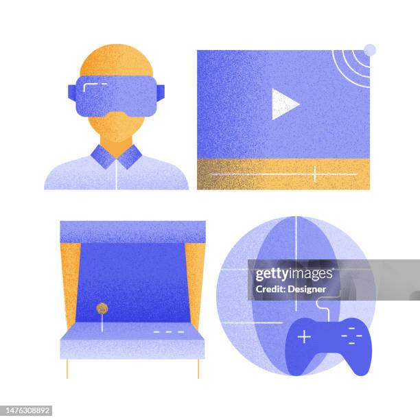 video games related vector icons. - gamification stock illustrations