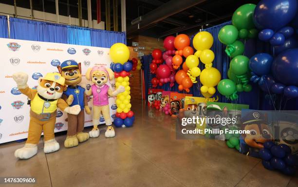 Rubble, Chase, and Skye attend PAW Patrol's 10 year anniversary "ALL PAWS ON DECK" advance screening at Nickelodeon in Burbank at Nickelodeon...