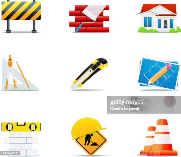 construction icons - wall demolition stock illustrations