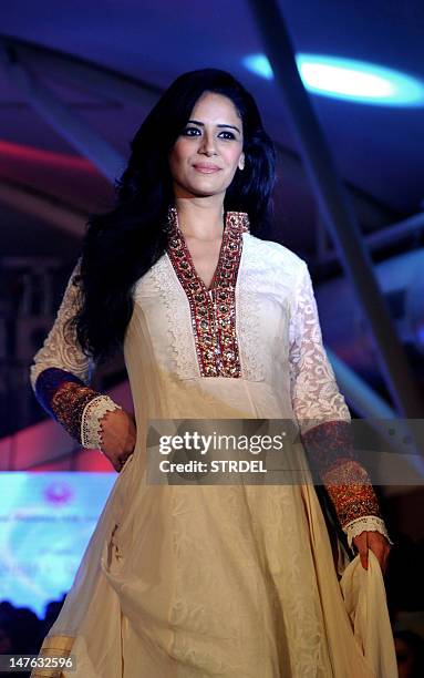 Indian television actress Mona Singh walks the ramp during the... News Photo - Getty Images
