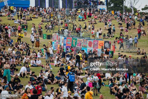 General view of the atmosphere during day two of Lollapalooza Brazil at Autodromo de Interlagos on March 25, 2023 in Sao Paulo, Brazil.