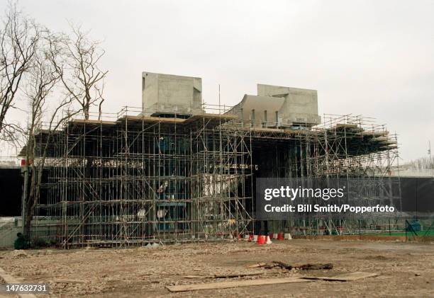 Construction of the new Media Centre at Lord's cricket ground in London, circa 1997.