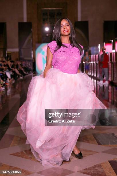 Actress Lark Voorhies walks the runway for Imperial Legacy at the Society Fashion Show during LAFW at Union Station on March 24, 2023 in Los Angeles,...