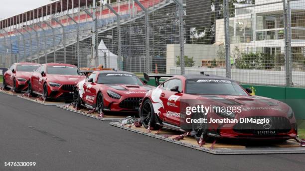 The F1 Safety Car is pictured during a 2023 Australian F1 Grand Prix Media Opportunity at Albert Park on March 26, 2023 in Melbourne, Australia.