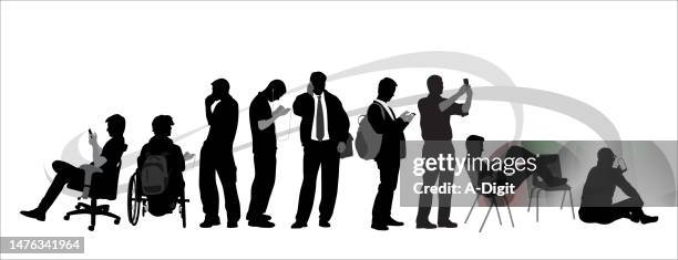 silhouette calling all men greyswoosh - all men group selfie stock illustrations