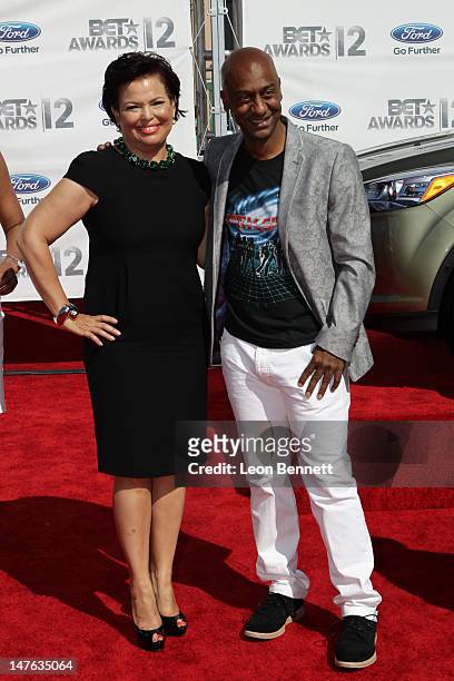 Debra Lee and Stephen Hill arrives at the 2012 BET Awards - Red Carpet at The Shrine Auditorium on July 1, 2012 in Los Angeles, California.