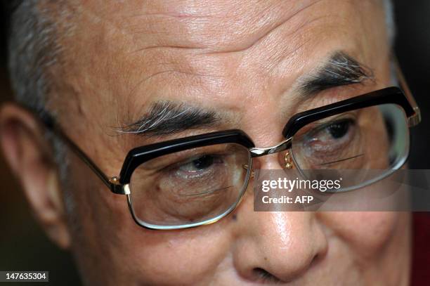 The Dalai Lama, the Tibet's exiled spiritual leader takes part in a meeting on August 15, 2011 at the Paladia hotel in the French southwestern city...