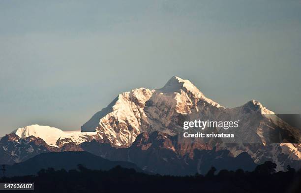 sunrise over kangchenjunga - kangchenjunga stock pictures, royalty-free photos & images