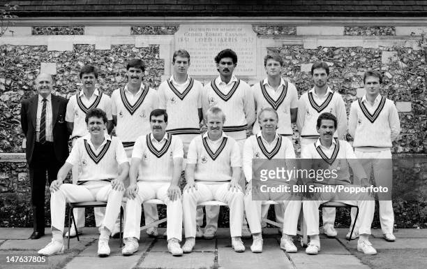 Glamorgan county cricket team, circa May 1988. Back row : GN Lewis , Geoff Holmes, John Derrick, Steve Watkin, Ravi Shastri, Greg Thomas, Matthew...