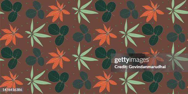 beautiful seamless vector leaf pattern, spring summer background, jungle leaf, exotic wallpaper - spring summer background stock illustrations