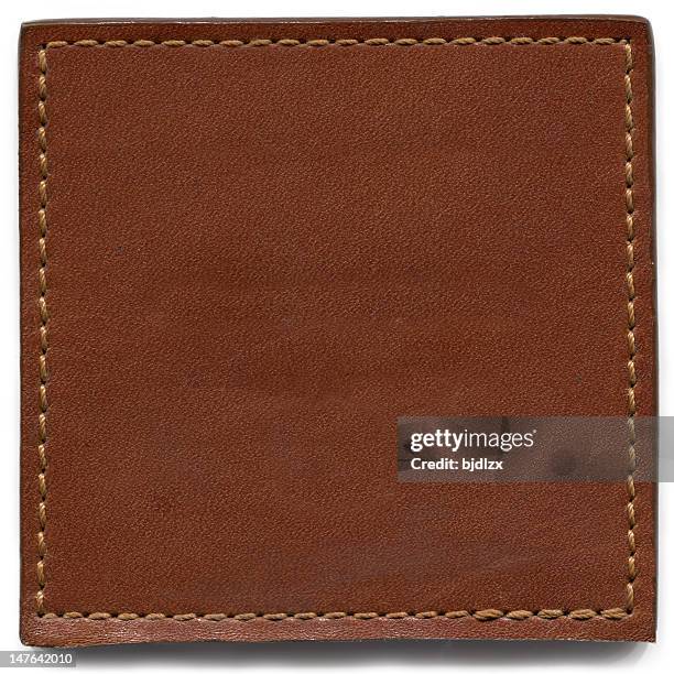 brown leather texture - patch stockfoto's en -beelden