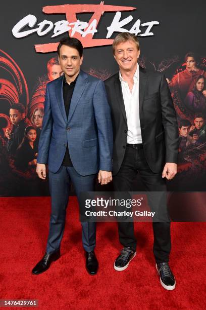 Ralph Macchio and William Zabka attend Netflix's "Cobra Kai" LA Screening at Netflix Tudum Theater on March 25, 2023 in Los Angeles, California.