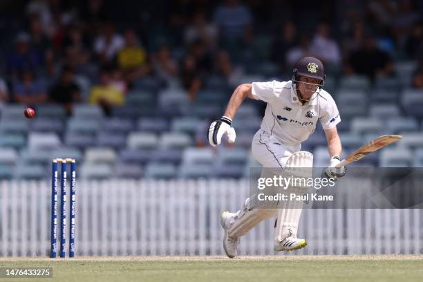 Cameron Bancroft of Western Australia bats during the Sheffield Shield Final match between Western Australia and Victoria at the WACA, on March 26 in...