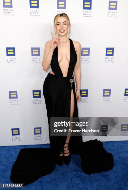 Ava Max, attends the Human Rights Campaign 2023 Los Angeles Dinner at JW Marriott Los Angeles L.A. LIVE on March 25, 2023 in Los Angeles, California.