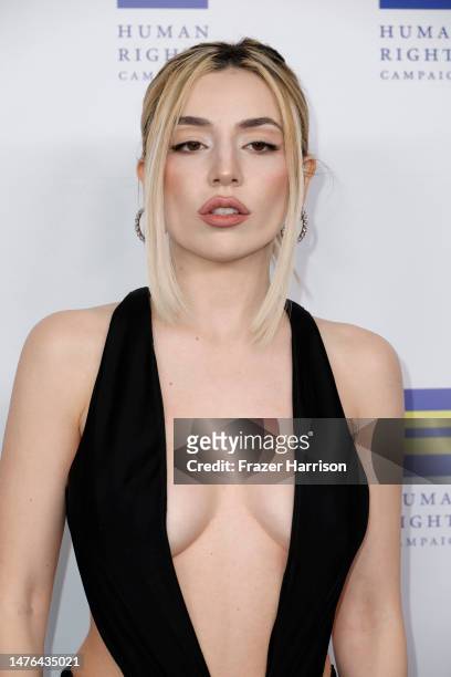 Ava Max, attends the Human Rights Campaign 2023 Los Angeles Dinner at JW Marriott Los Angeles L.A. LIVE on March 25, 2023 in Los Angeles, California.