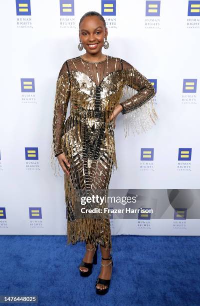 Sierra Aylina McClain attends the Human Rights Campaign 2023 Los Angeles Dinner at JW Marriott Los Angeles L.A. LIVE on March 25, 2023 in Los...