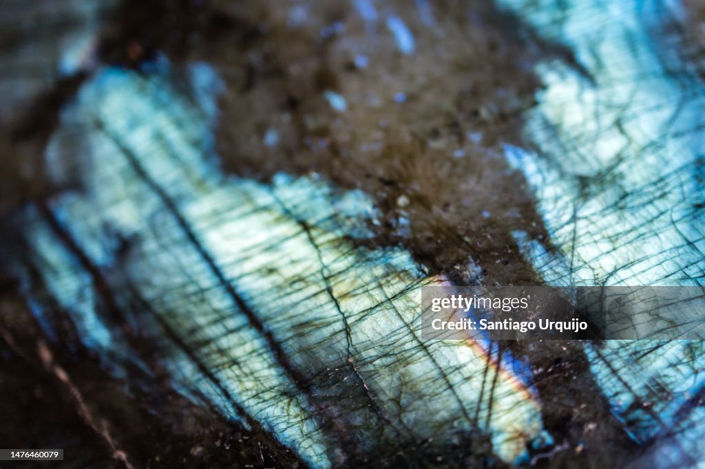Close-up of a polished labradorite