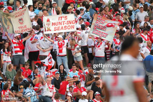 Fans pack the hill during the round four NRL match between St George Illawarra Dragons and Cronulla Sharks at Netstrata Jubilee Stadium on March 26,...