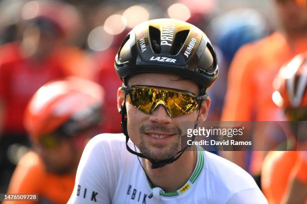 Primoz Roglic of Slovenia and Team Jumbo-Visma - Green Leader Jersey prior to the 102nd Volta Ciclista a Catalunya 2023, Stage 7 a 135.8km stage from...