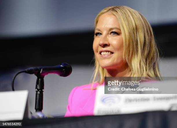 Jenna Elfman speaks at the “Fear the Walking Dead” season 8 panel at WonderCon 2023 at Anaheim Convention Center on March 25, 2023 in Anaheim,...