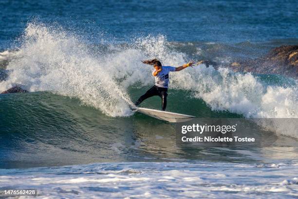 Sophia Medina of Brazil surfs in Heat 7 of the Round of 48 at the Ballito Pro on July 3, 2023 at Ballito, Kwazulu-Natal, South Africa.
