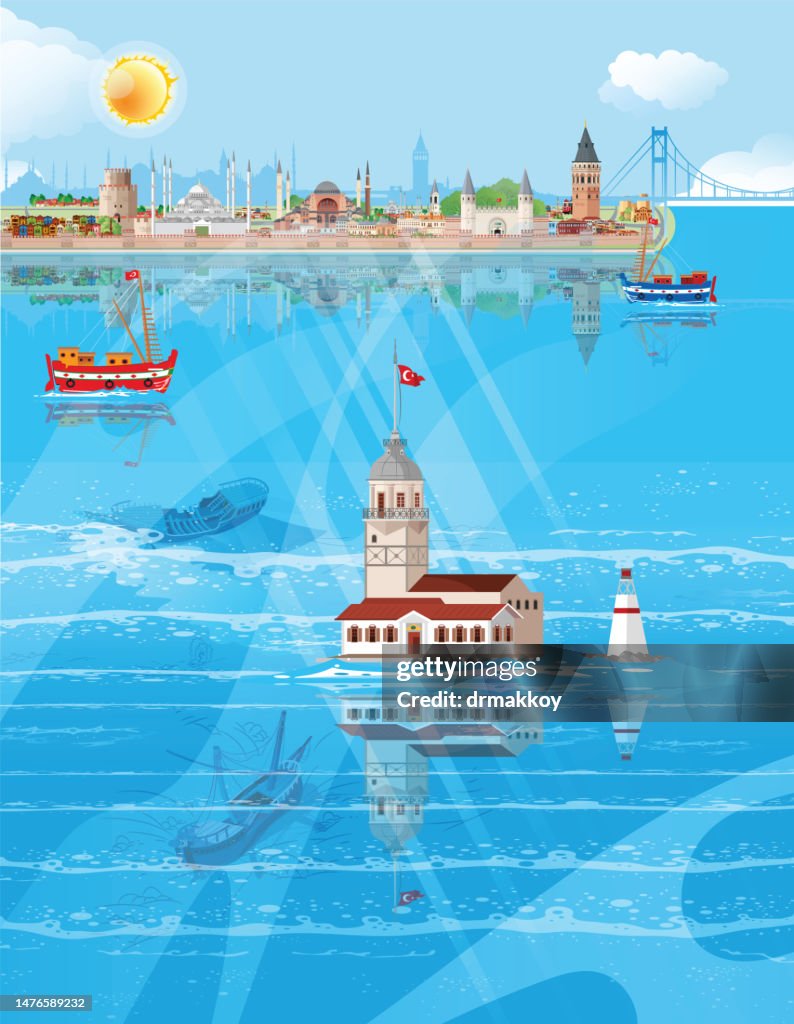 Istanbul Bosphorus and Maiden's Tower