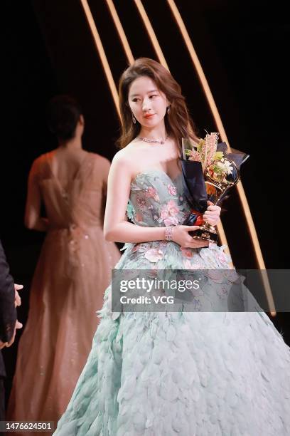 Actress Liu Yifei attends 2022 Weibo Awards Ceremony at Mercedes-Benz Arena on March 25, 2023 in Shanghai, China.