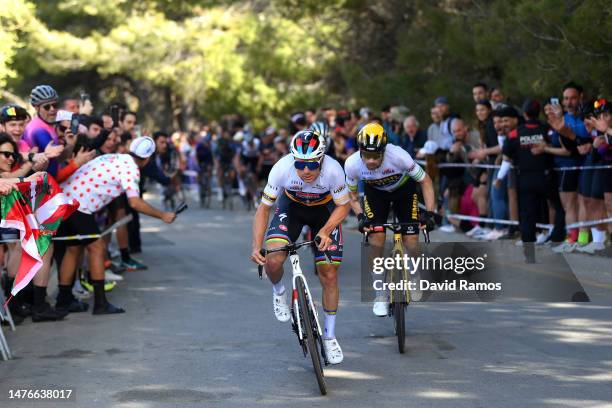 Remco Evenepoel of Belgium and Team Soudal Quick-Step - Yellow best young jersey and Primoz Roglic of Slovenia and Team Jumbo-Visma - Green leader...