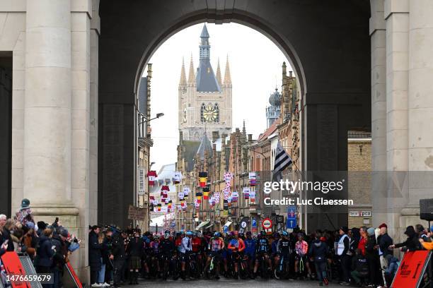 General view of the peloton at the Menin Gate - Menenpoort prior to the 12th Gent-Wevelgem In Flanders Fields 2023, Women's Elite a 162.5km one day...