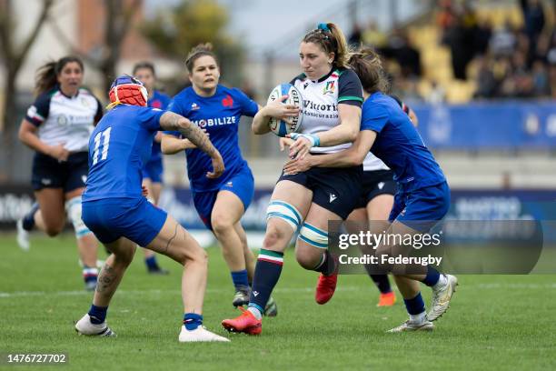 Francesca Sgorbini of Italy in action during the TikTok Women's Six Nations match between Italy and France at Stadio Sergio Lanfranchi on March 26,...