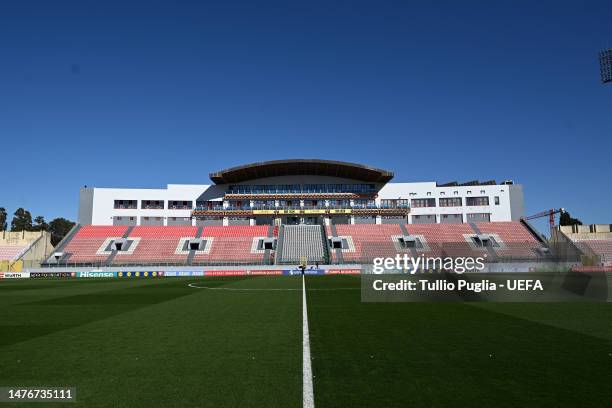 General view of the stadium ahead of the UEFA EURO 2024 qualifying round group C match between Malta and Italy at The National Stadium on March 26,...