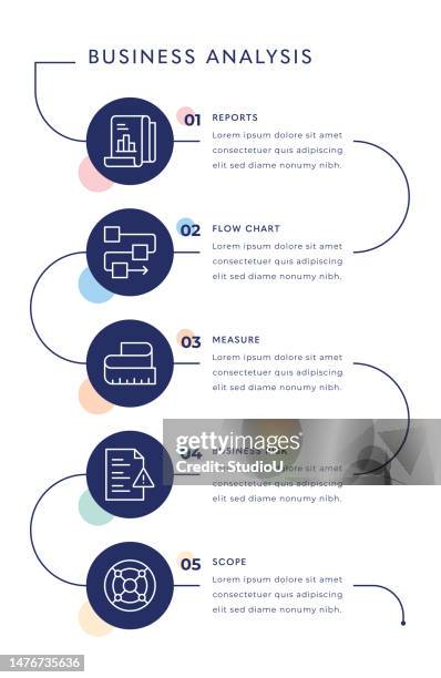 business analysis concept - list infographic stock illustrations