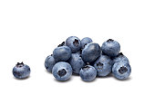 Bunch of blueberries on white