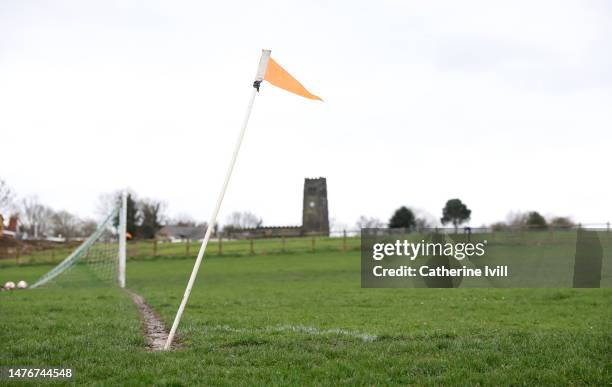 General view of the corner flag during the Chesterfield and District Sunday Football League HKL Division Two match between Hepthorne Lane and FC...