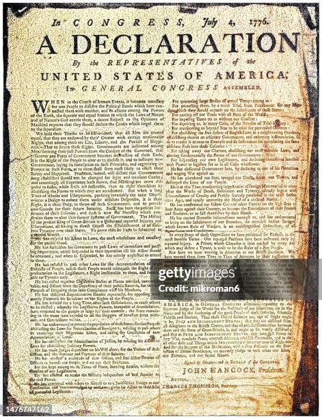 a declaration by the representatives of the united states of america in general congress, july 4, 1776 - constitutional declaration stock pictures, royalty-free photos & images
