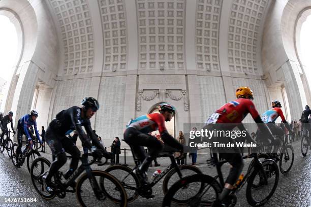 General view of the peloton passing through the Menin Gate - Menenpoort during the 85th Gent-Wevelgem in Flanders Fields 2023, Men's Elite a 260.9km...