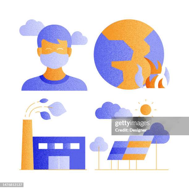 stockillustraties, clipart, cartoons en iconen met global warming related vector icons. - smelten