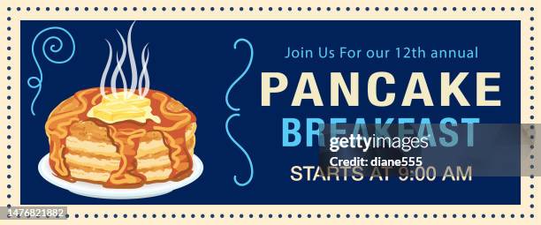 pancake breakfast invitation template - maple syrup pancakes stock illustrations