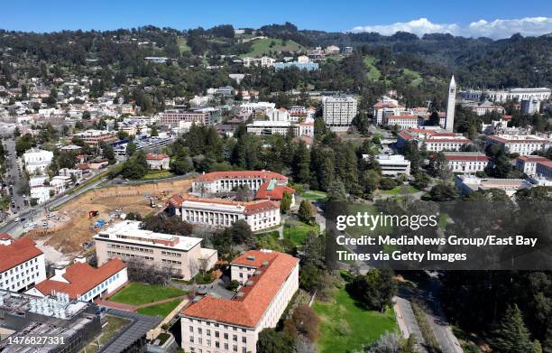 The UC Berkeley campus is seen from this drone view in Berkeley, Calif, on Thursday, March 16, 2023.