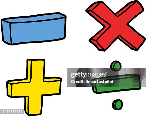 Red Math Sign Cartoon Cartoon Math Symbols High-Res Vector Graphic - Getty Images