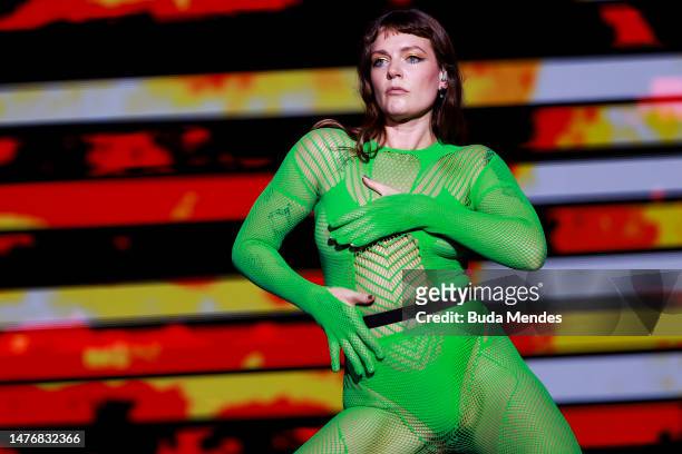 Tove Lo performs live on stage during day three of Lollapalooza Brazil at Autodromo de Interlagos on March 26, 2023 in Sao Paulo, Brazil.
