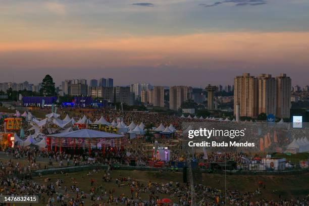 General view of the atmosphere during day three of Lollapalooza Brazil at Autodromo de Interlagos on March 26, 2023 in Sao Paulo, Brazil.