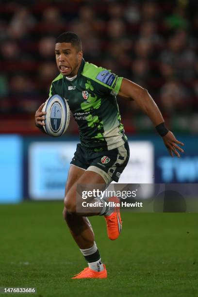 Ben Loader of London Irish in action during the Gallagher Premiership Rugby match between London Irish and Northampton Saints at Gtech Community...