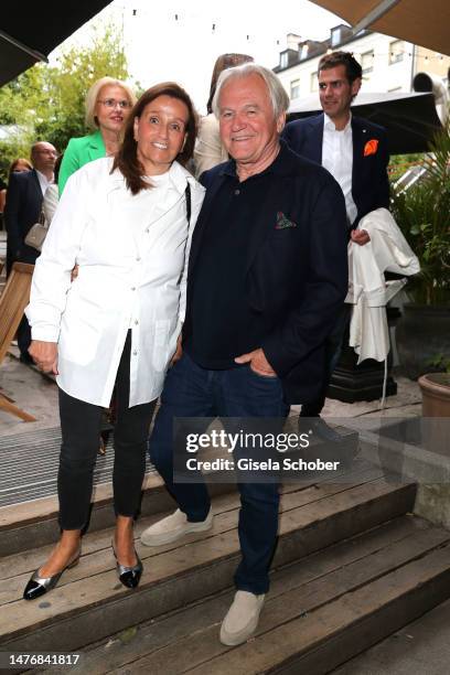 Karin Holler, Konstantin Klien during the greek wine tasting and dinner party hosted by Greek academy association and Greek consulate general at...